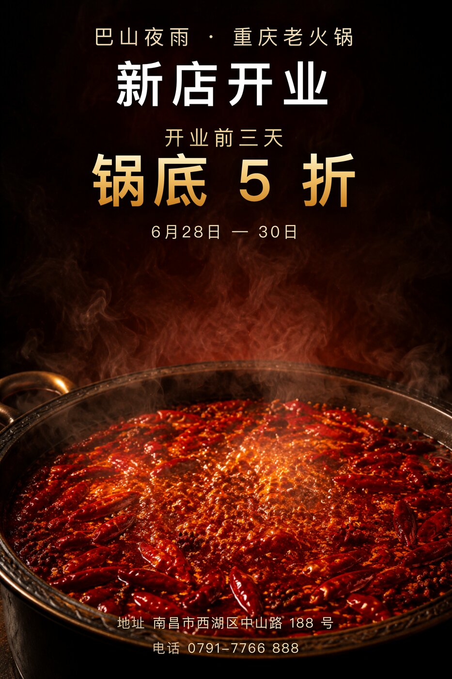 餐饮促销海报 · 火锅店开业